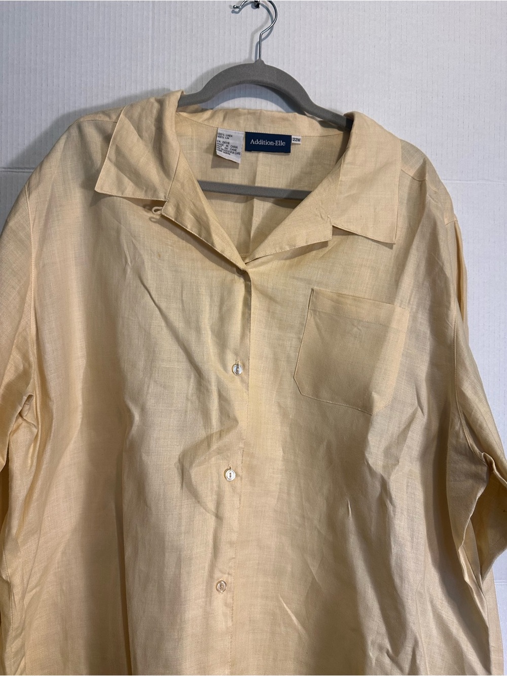 Addition Elle Men's Light Cream Short-Sleeve Button-Down Shirt
